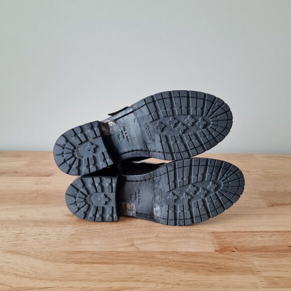 Rag & Bone Cannon Buckle Boots Black Moto Ankle Zip Up 38.5 Patent Leather - Picture 6 of 8